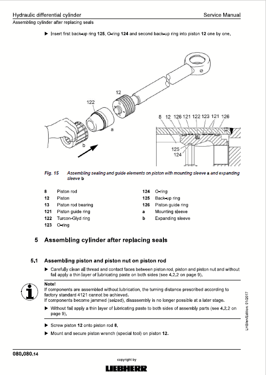 Liebherr LH80C, LH80M Tier 4F Hydraulic Excavator Service Manual