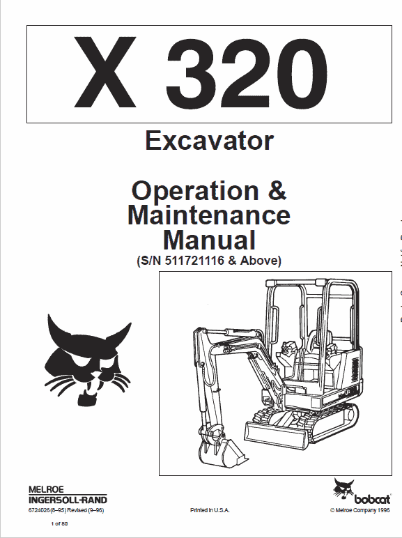 Bobcat X320, and X322 Excavator Service Manual Workshop Guide