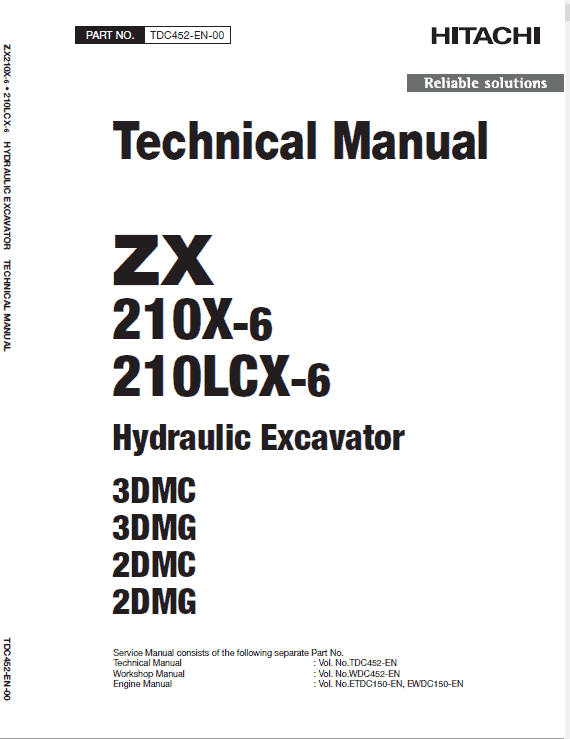 Hitachi ZX210X-6 and ZX210LCX-6 ZAXIS Excavator Repair Manual Workshop Guide