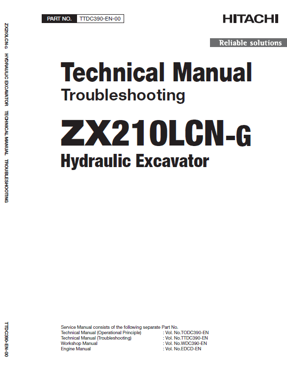 Hitachi ZX210LCN-G ZAXIS Excavator Repair Manual Workshop Guide