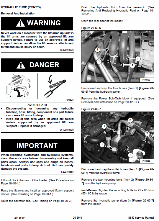 Bobcat S850 Skid-Steer Loader Service Manual Workshop Guide