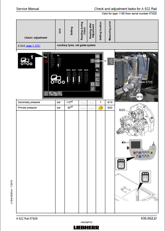 Liebherr A922 Rail Litronic Tier 4i Excavator Service Manual