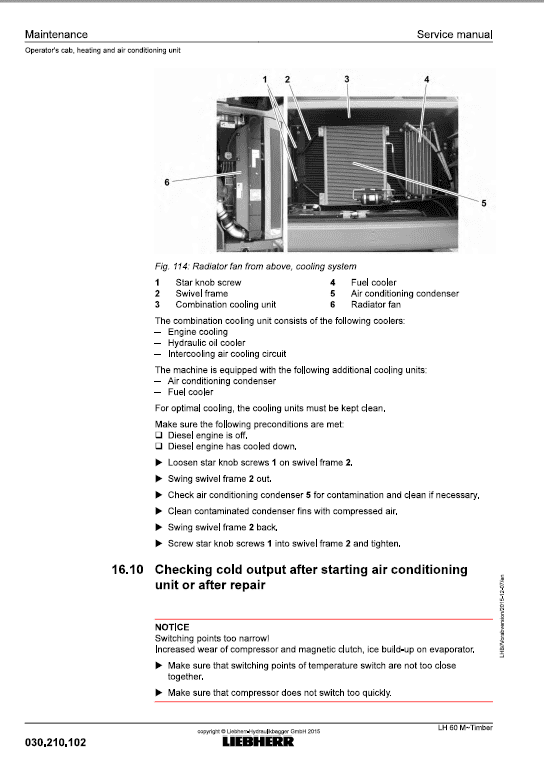 Liebherr LH60M, LH60M Timber, LH60C Tier 4i Excavator Service Manual
