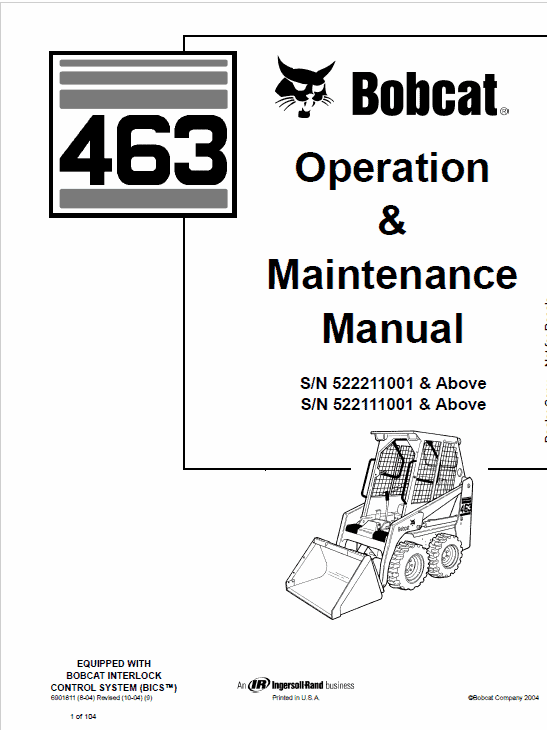 Bobcat 463 Skid-Steer Loader Service Manual Workshop Guide