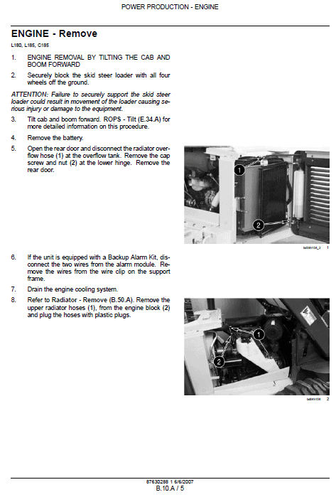 New Holland C185 and C190 Loader Service Manual Workshop Guide