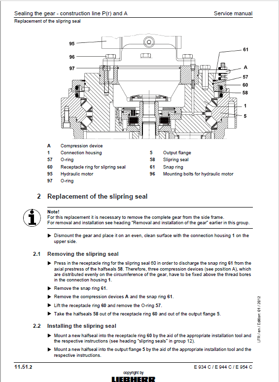 Liebherr ER934C, ER944C, ER954C, EP934C, ER944C, ER954C Excavator Service Manual