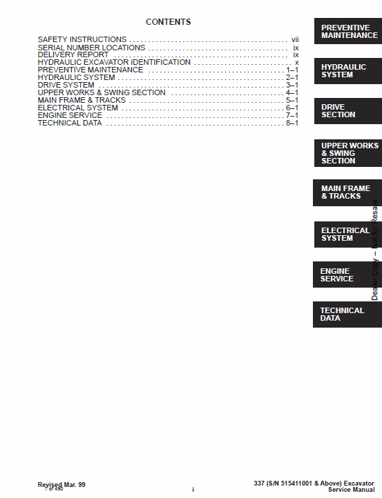 Bobcat X337 and X341 Excavator Service Manual Workshop Guide