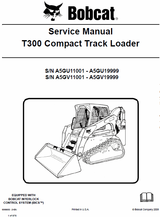 Bobcat T300 Loader Service Manual Workshop Guide