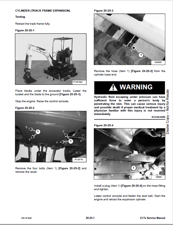 Bobcat E17Z Excavator Repair Service Manual