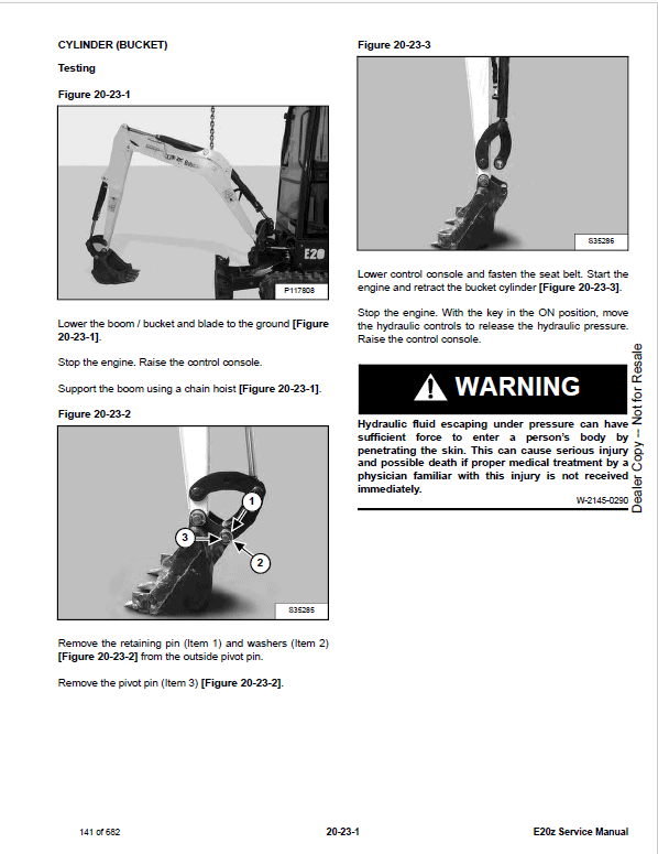 Bobcat E20Z Excavator Repair Service Manual