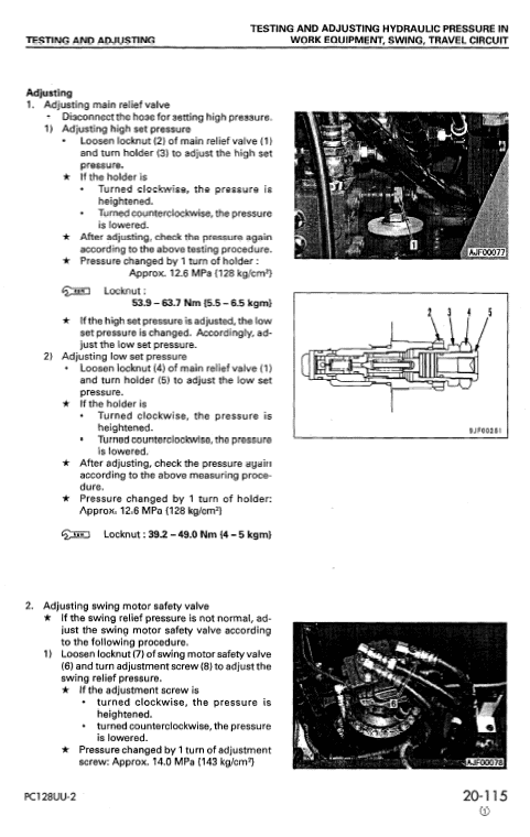 Komatsu PC128UU-2 Excavator Service Manual Workshop Guide