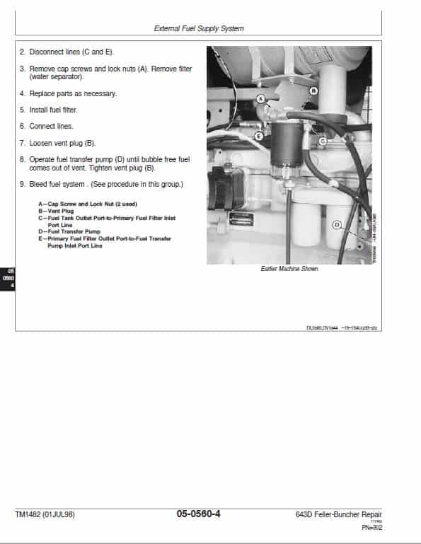 John Deere 643D Feller Buncher Repair Technical Manual Workshop Guide