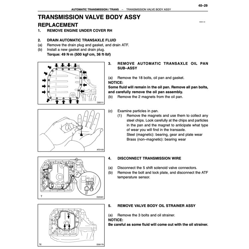 TOYOTA CAMRY ACV30 MCV30 2002-2006 Full Manual Set – SERVICE WORKBOOK WORKSHOP MANUAL