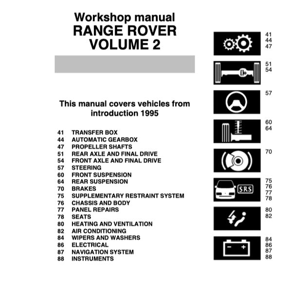 RANGE ROVER LP P38/A 1994-2002 Full Manual Set – Repair & Maintenance Manual and ELECTRICAL TROUBLESHOOTING MANUAL