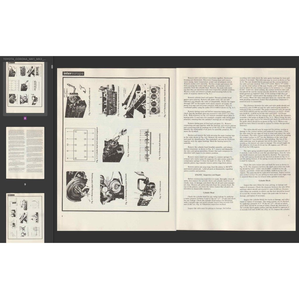 TOYOTA CORONA T40/T50 1962-1972 Full Manual Set – Repair & Maintenance Manual HARDCOVER