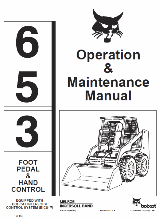 Bobcat 653 Skid-Steer Loader Service Manual Workshop Guide