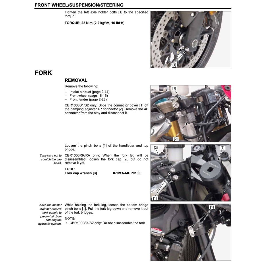 HONDA CBR1000RR RA/ S1/S2 FIREBLADE 2017-2019 Full Manual Set – Repair & Maintenance Manual and Spare Parts Catalog and User Handbook / CBR 1000 RR