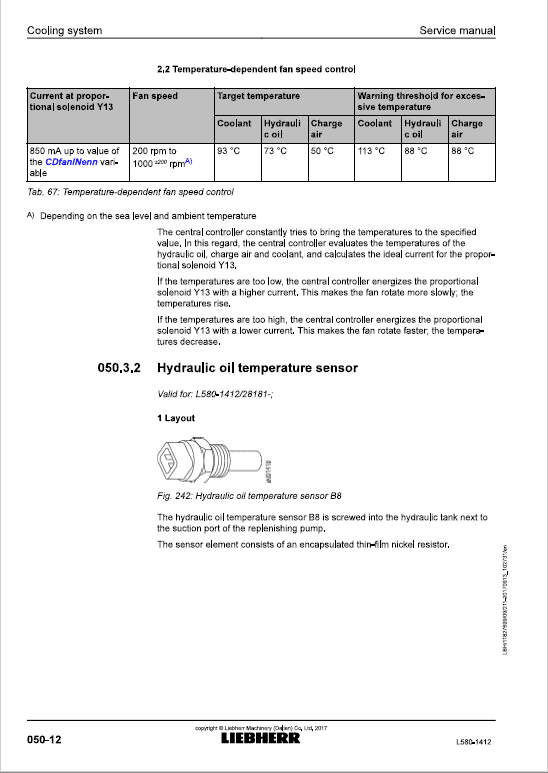 Liebherr L580 Type 1412 Wheel Loader Service Manual