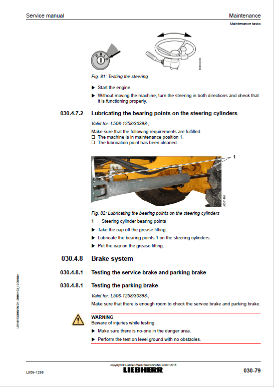Liebherr L506 Type 1258 Stereo Wheel Loader Service Manual