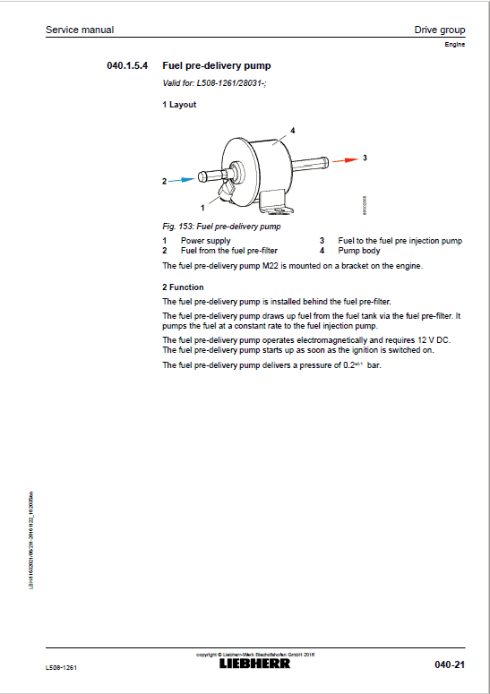 Liebherr L508 Type 1261 Wheel Loader Service Manual
