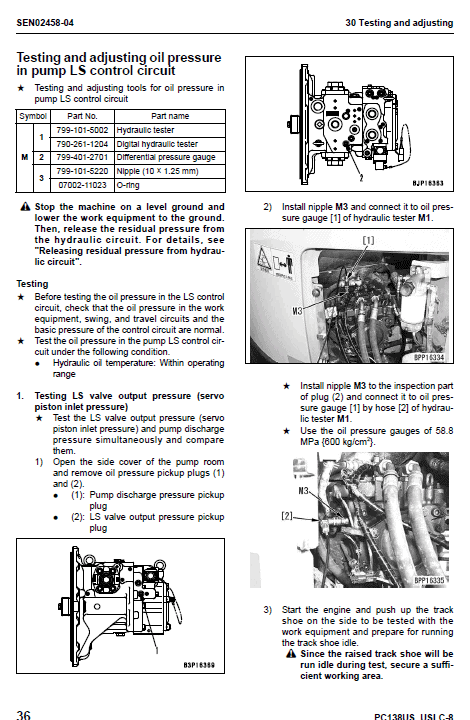 Komatsu PC138US-8, PC138USLC-8 Excavator Service Manual Workshop Guide