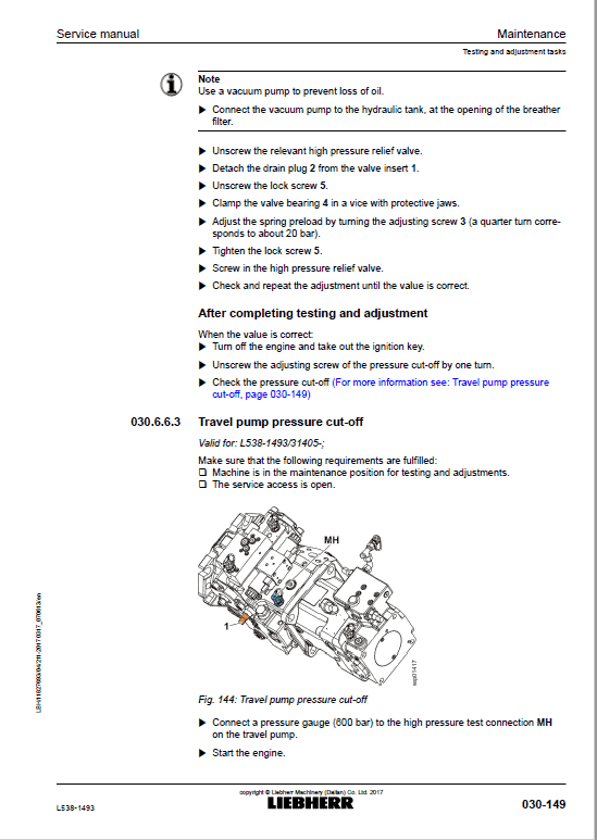 Liebherr L538 Type 1493 Wheel Loader Service Manual