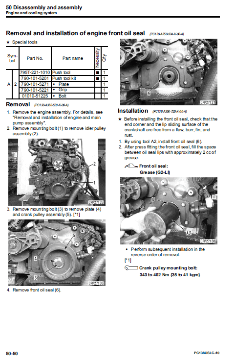Komatsu PC138USLC-10 Excavator Service Manual Workshop Guide