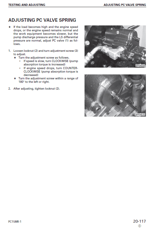 Komatsu PC15MR-1 Excavator Service Manual Workshop Guide