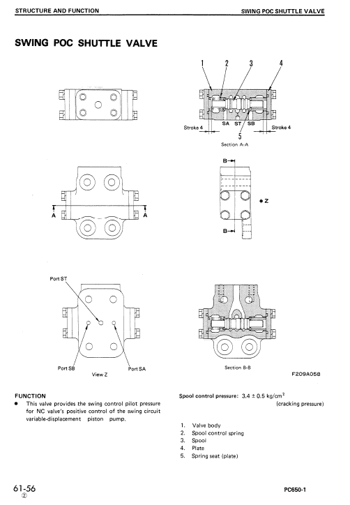 Komatsu PC650-1 Excavator Service Manual Workshop Guide