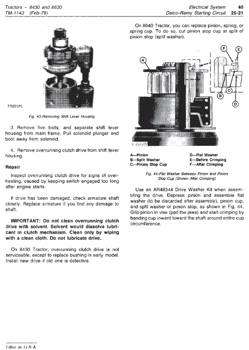 John Deere 8430, 8630 Tractor Repair Technical Manual (TM1143) Workshop Guide