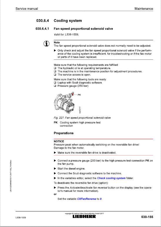 Liebherr L538 Type 1559 Wheel Loader Service Manual