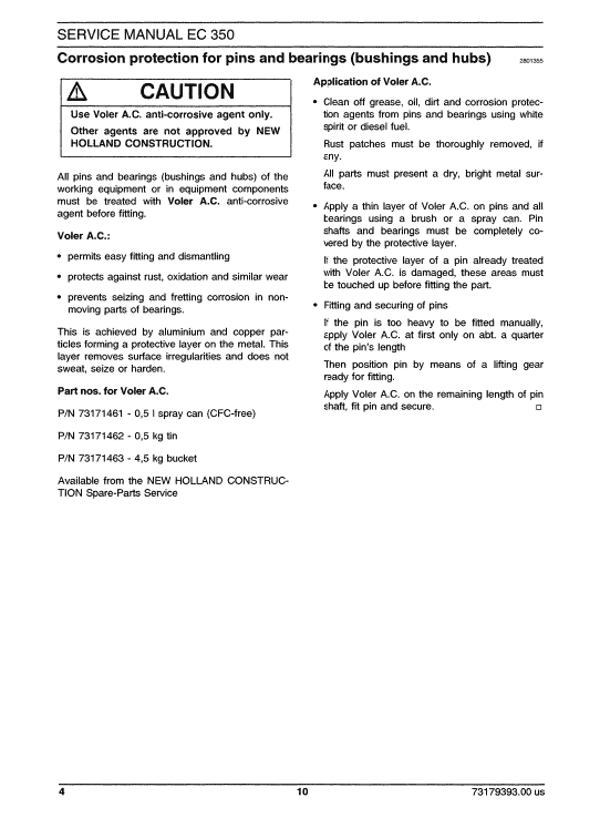 New Holland EC350 Crawler Excavator Service Manual Workshop Guide