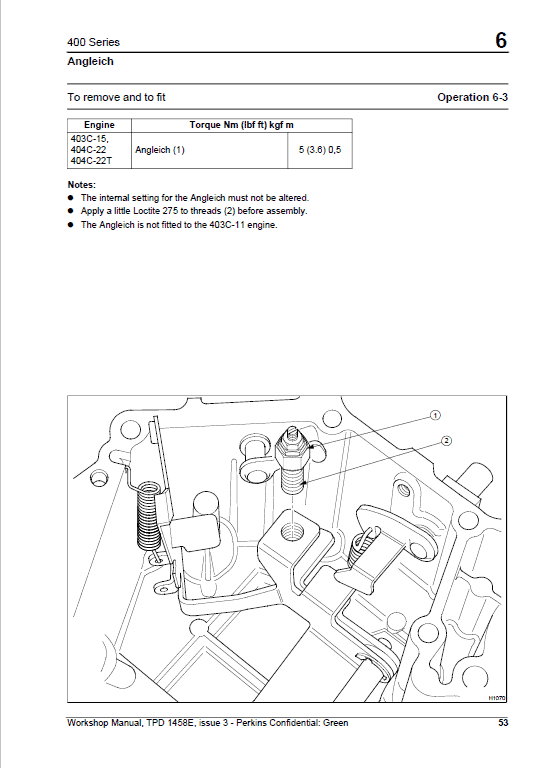 Perkins 403C-11, 403C-15, 404C-22, 404C-22T Engine Repair Manuals (400 Series)