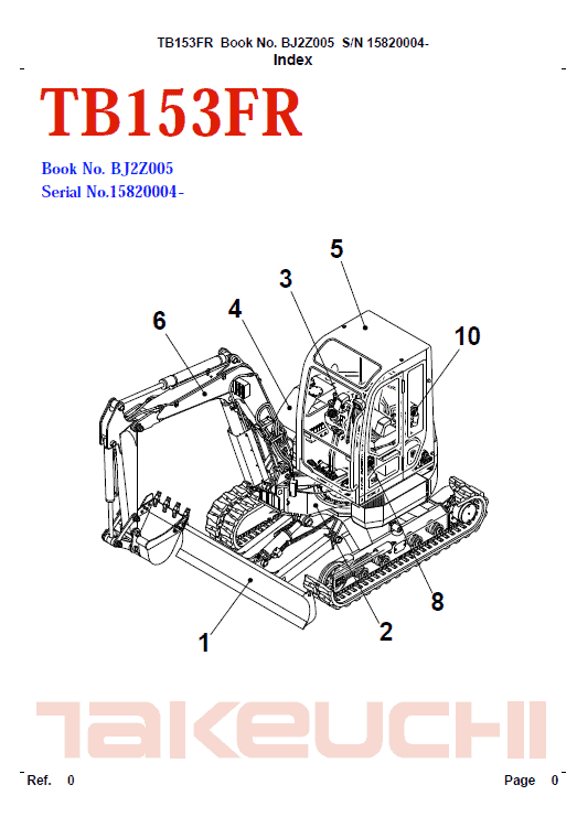 Takeuchi TB153 Compact Excavator Service Manual Workshop Guide