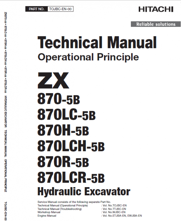 Hitachi ZX870-5B Excavator Service Repair Manual Workshop Guide