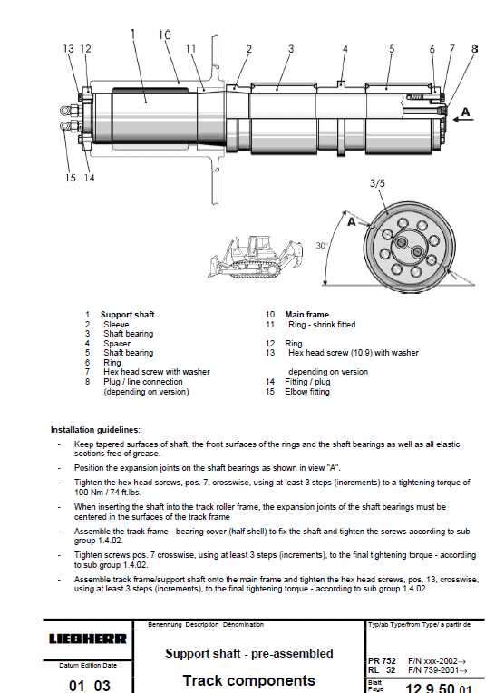 Liebherr PR 712, PR 722, PR 732, PR 742, PR 752 Crawler Dozer Service Manual