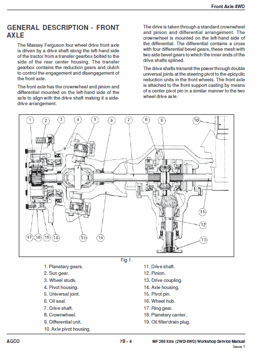 Massey Ferguson MF 268 (2WD/4WD) Tractor Service Manual Workshop Guide