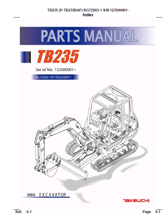 Takeuchi TB235 Compact Excavator Service Manual Workshop Guide