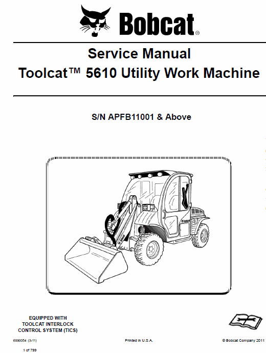 Bobcat 5610 Toolcat Utility Vehicle Service Repair Manual Workshop Guide