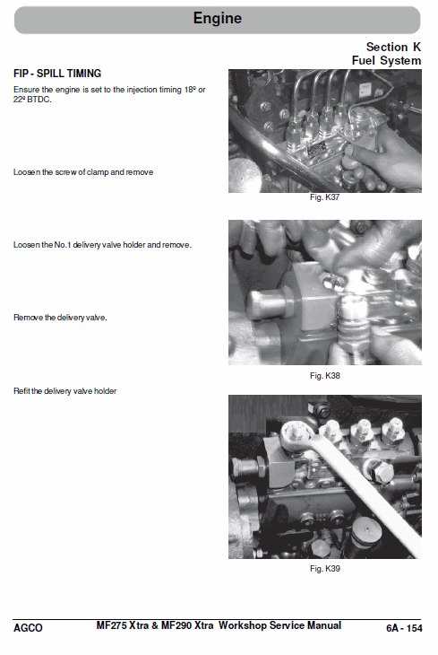 Massey Ferguson MF 275 Xtra, MF 290 Xtra Tractor Service Manual Workshop Guide