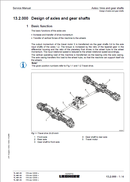 Liebherr TL441-10, TL451-10, TL441-13, TL451-13 Telescopic Handler Service Manual