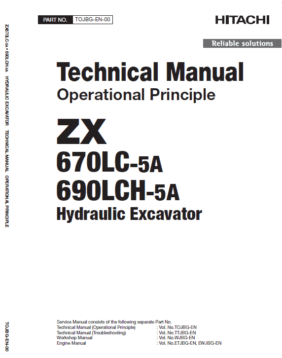 Hitachi ZX670LC-5A and ZX690LCH-5A Excavator Service Repair Manual Workshop Guide