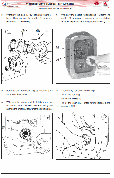 Massey Ferguson MF 415, 425, 435, 440 Tractor Service Manual Workshop Guide