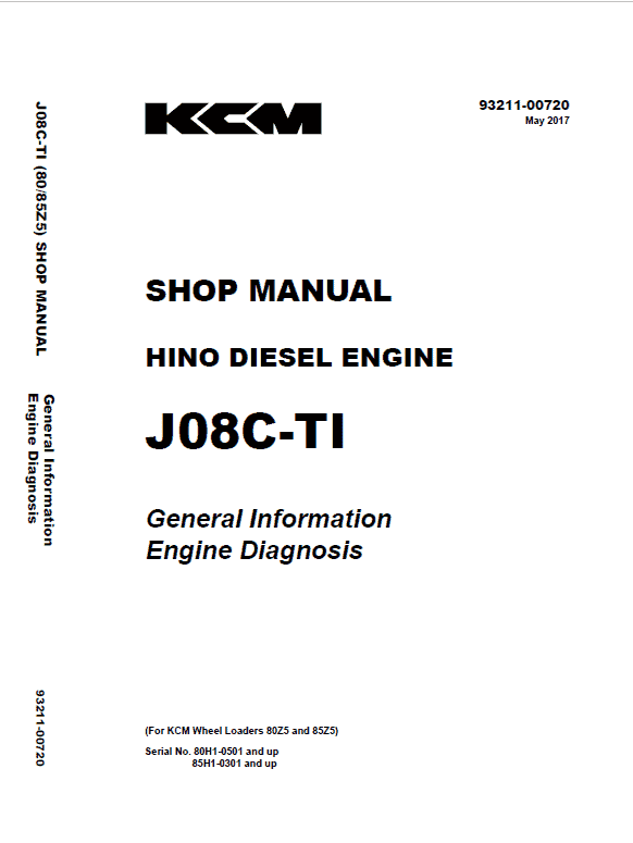 Kawasaki 85ZV-2 Wheel Loader Service Manual