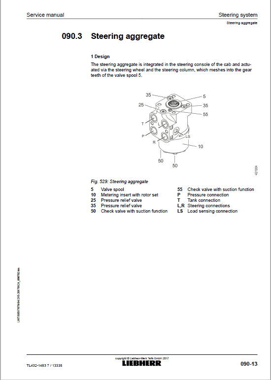 Liebherr TL432 Type 1483 Telescopic Handler Service Manual