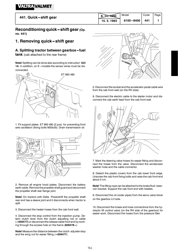 Valtra 6000, 6100, 6200, 6250 Hi, 6300, 6350 Hi, 6400, 6550 Hi Tractors Service Repair Manual Workshop Guide