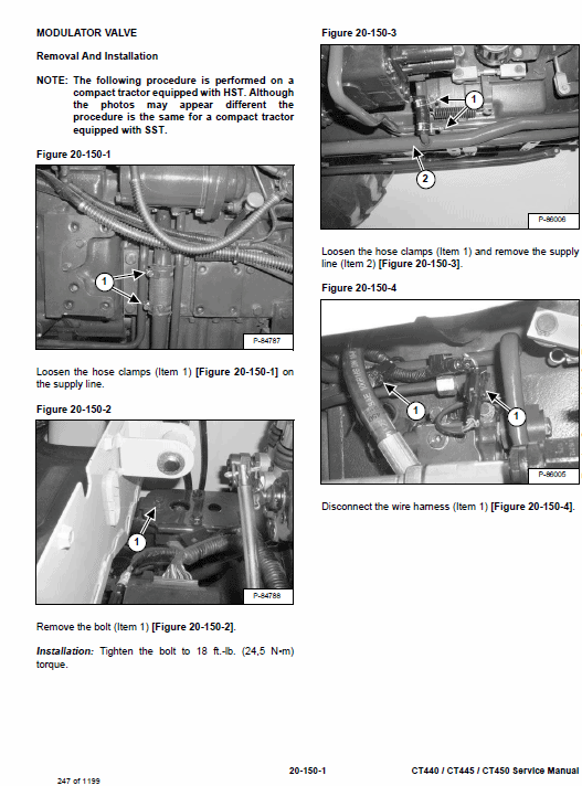 Bobcat CT440, CT445 and CT450 Compact Tractor Service Manual Workshop Guide