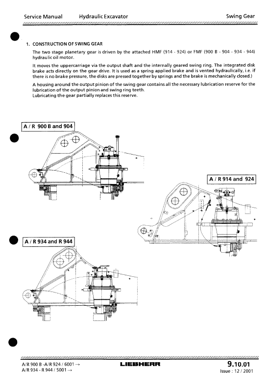 Liebherr R900B, R904, R914, R924, R934, R944, R944B Litronic Excavator Service Manual