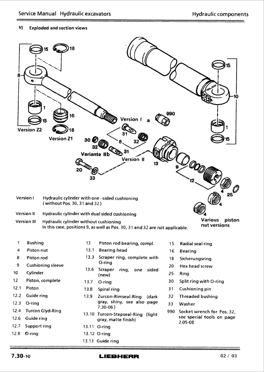 Liebherr R954, R954B, R954C, R964, R964B, R974B Litronic Excavator Service Manual