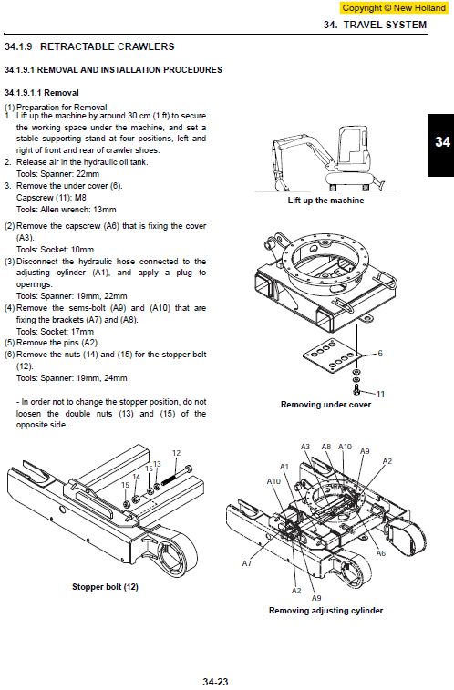 New Holland E10SR Mini Excavator Service Manual Workshop Guide
